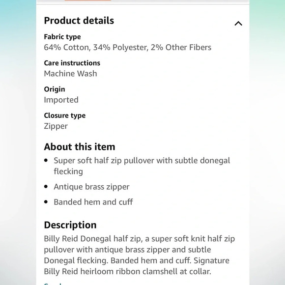 NWOT Billy Reid Mens Long Sleeve Donegal Half Zip Pullover Sweater Charcoal XL - Picture 4 of 9